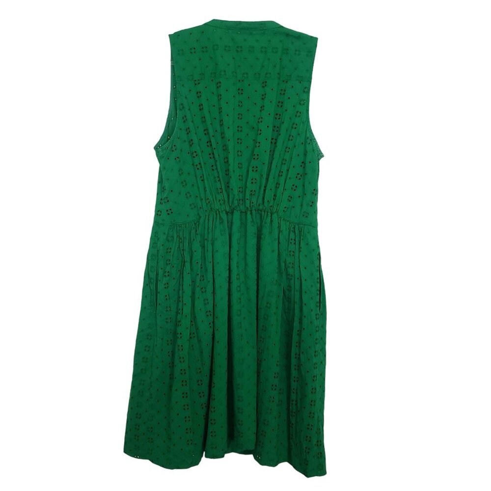 J Crew Factory Eyelet Shirtdress Cotton Sleeveless Button Front Womens Sz Medium - Picture 10 of 14